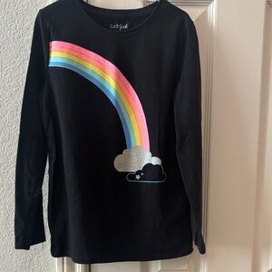 Cat & Jack Black Long-Sleeve Tee with Pink Yellow Blue Rainbow